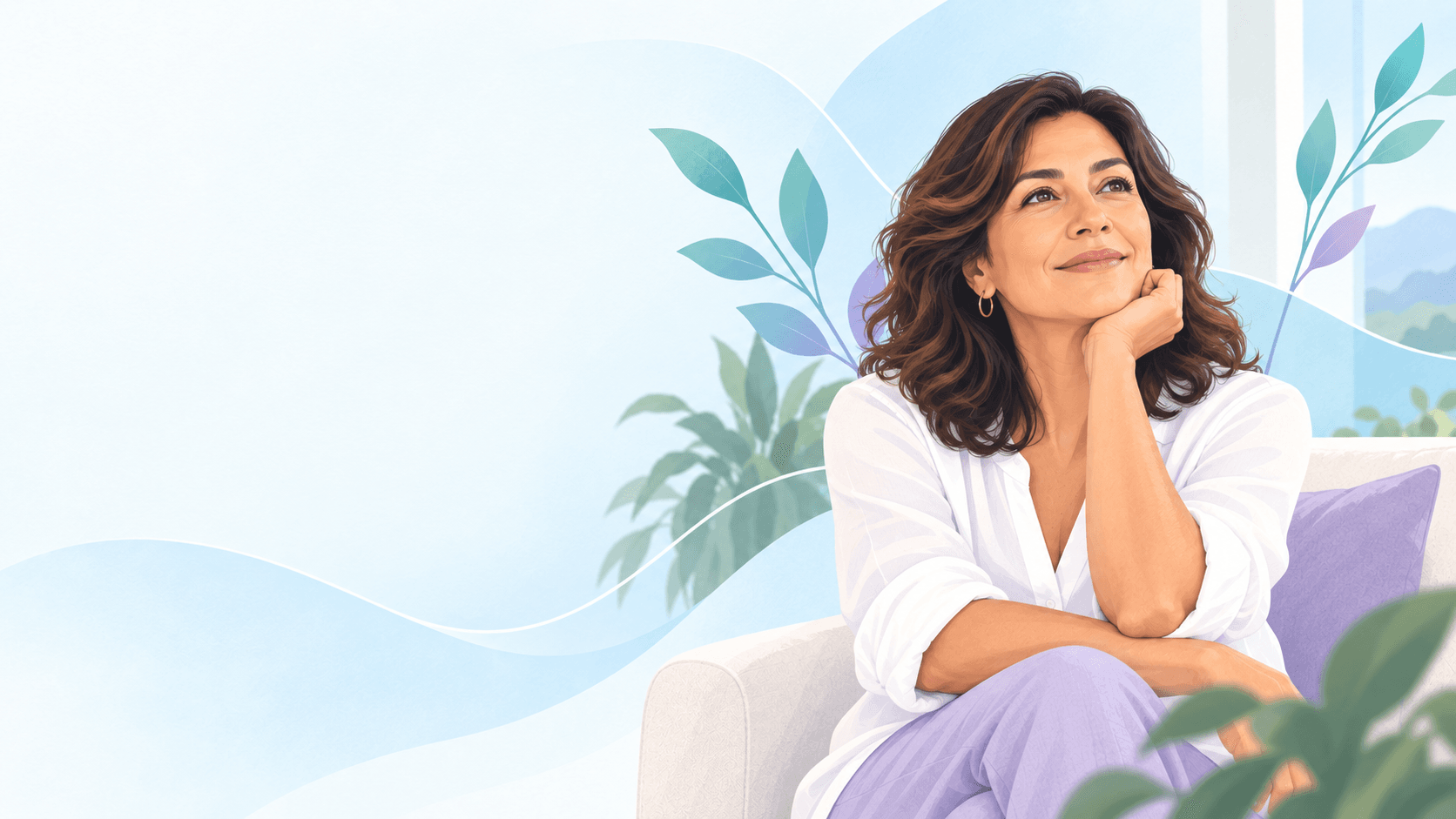 Ilustración de mujer plena después de su tratamiento hormonal para menopausia en Monterrey