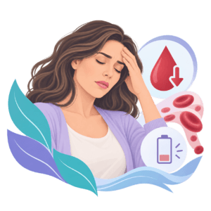 IIustración de mujer con anemia