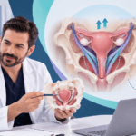 Médico explicando riesgos y beneficios de histeropexia e histerectomía