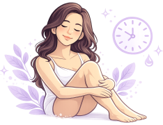 Ilustracion de mujer relajada en ambiente sereno.