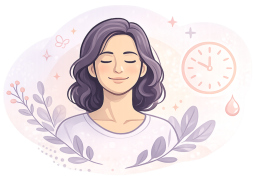 Ilustración de una mujer en tratamiento de terapia hormona con el Dr. Antonio Sainas, feliz , plena y satisfecha.